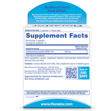 Florastor Dual Action Probiotic Supplement